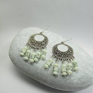 Uranium glass chandelier earrings